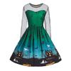 Cross-border Women's Halloween Dress Halloween Witch Character Cos Dress Lace Print Dress