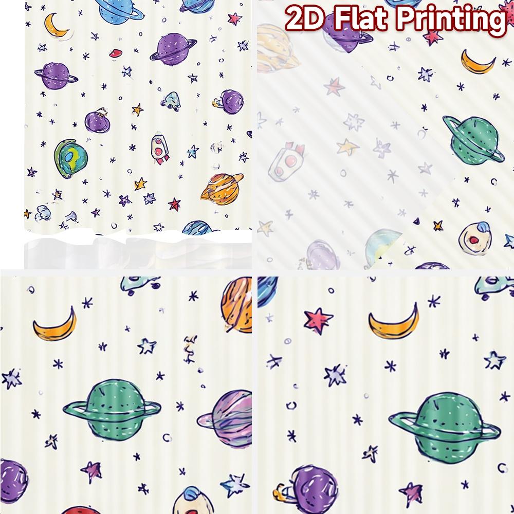 2 szt., zasłony DRUKOWANE PŁASKO 2D (Bez Roda) Cosmic Pattern Holiday drukowane zasłony Zasłony z przędzy Holiday Idealne do salonu