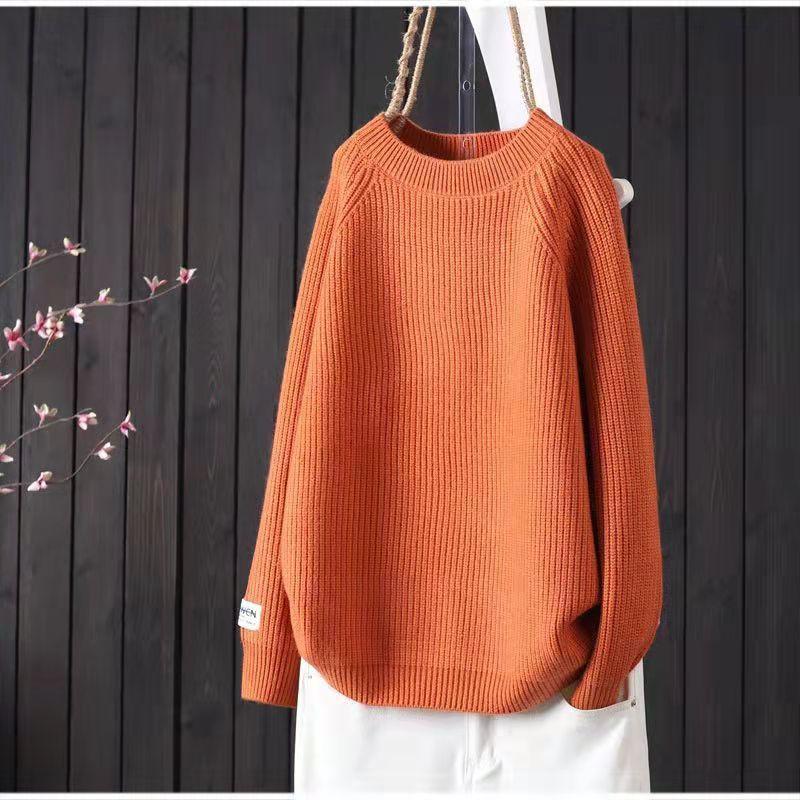 Autumn and Winter Sweater Pullover O Neck Solid Line Casual Long Sleeve Literature and Art Loose Knitwear Pullover Women Sweater