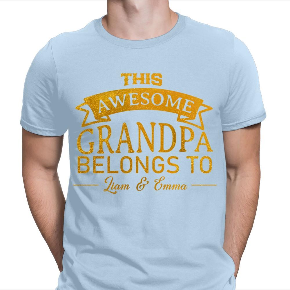 This Awesome Grandpa Belongs To Personalised Fathers Day Birthday T Shirt 2T1A1