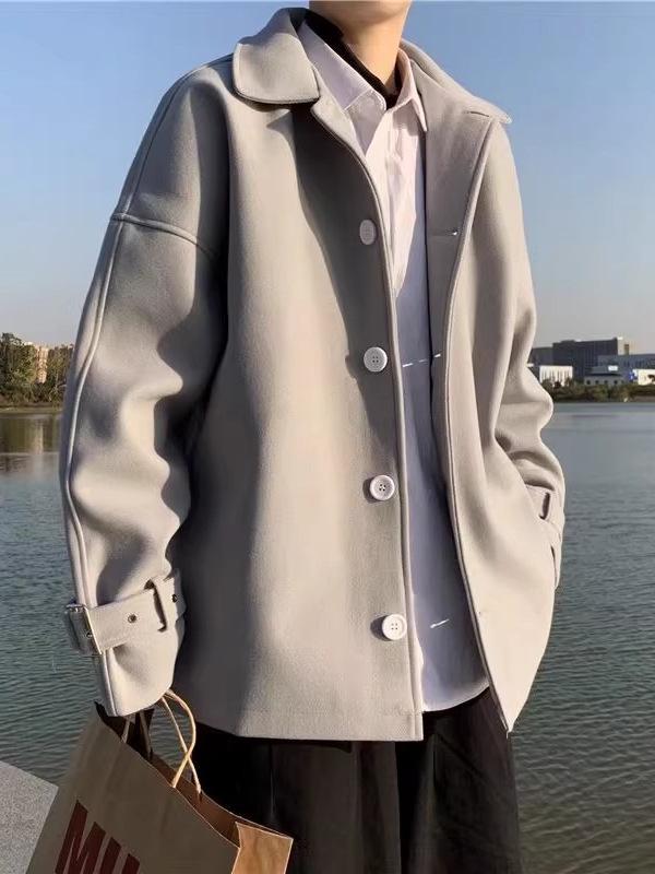 Cleanfit Korean Woolen Coat: Versatile Design, Men's Trendy British Style, Autumn/Winter Double Layer Warm Executive Jacket