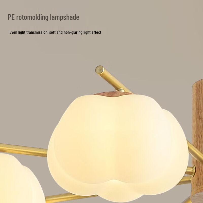 Japanese Style Cream Wood Grain 3-Head Cotton Pendant Lamp