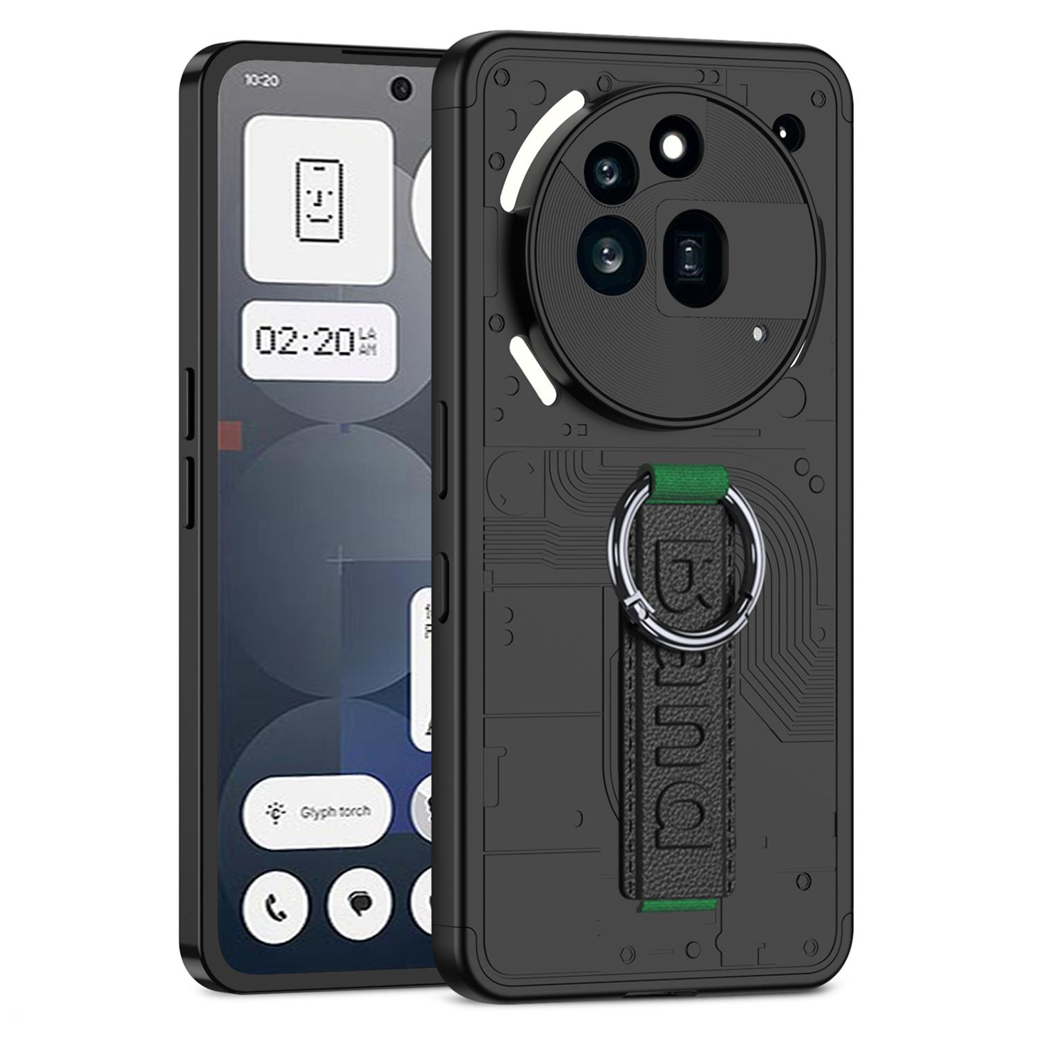 

GKK For Nothing Phone (3a) Pro Case Hard PC Phone Back Cover with Hand Strap Black