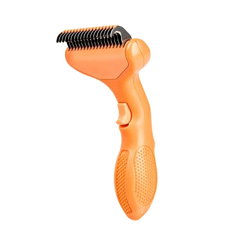 Brushing Comb for Matted Hair Removal, Dematting Tool With Metal Teeth and Textured Handle for Long-Hair Brushing Use