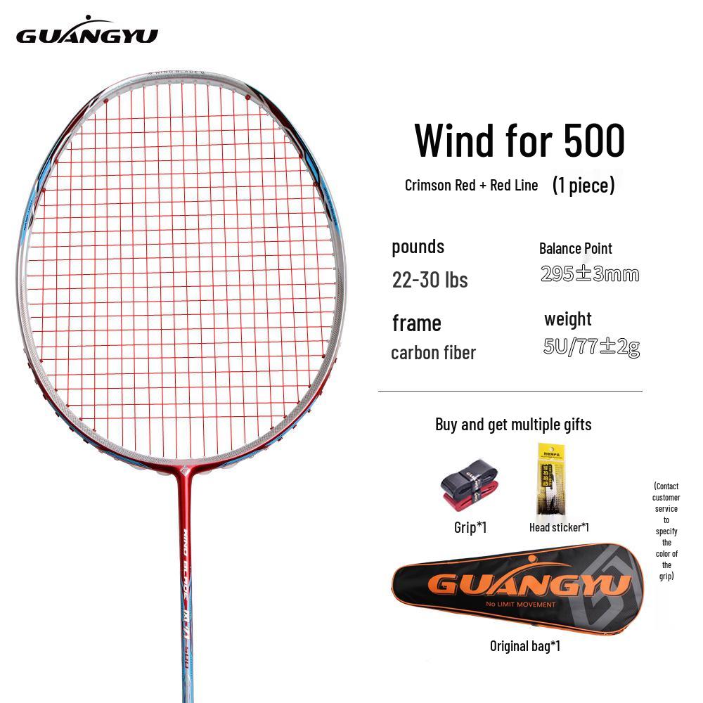 Wind Blade 500 Carbon Fiber Badminton Racket, Speed Offensive 5U, Unisex Professional.