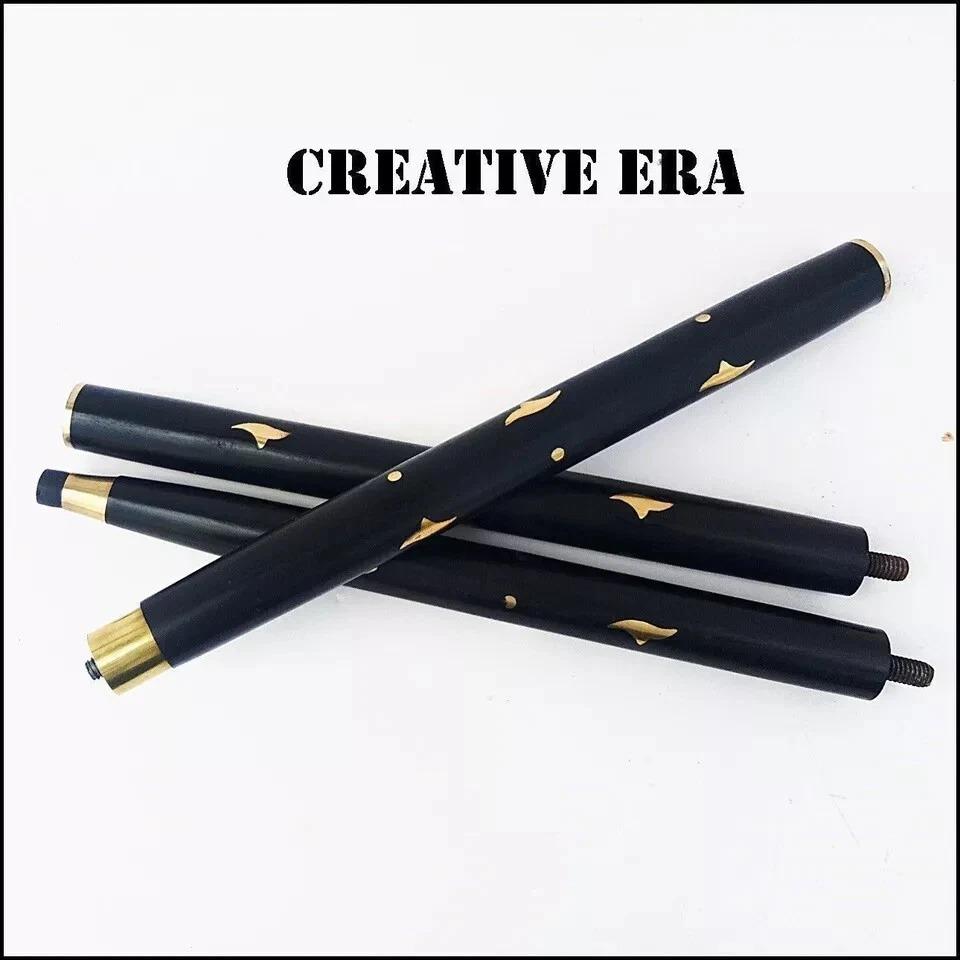 Designer Brass Long Handle Walking Stick Black Wooden Brass Inlaid Cane Gift