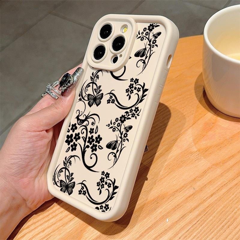 Butterfly Flower Suitable for Apple 13 mobile phone case iphone12promax cover 14/11 soft 15/16 anti-drop XS MAX