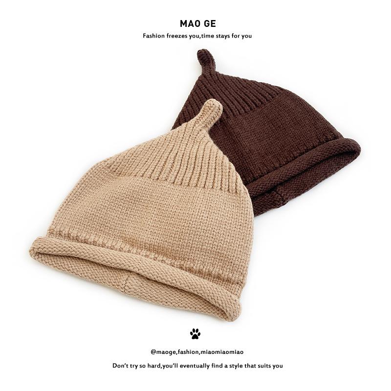 Katzenbruder Unisex Woll-Babyhut: Neuer Herbst/Winter-Eingang, Einfarbig, Warmer Strick, Klassisches Design.