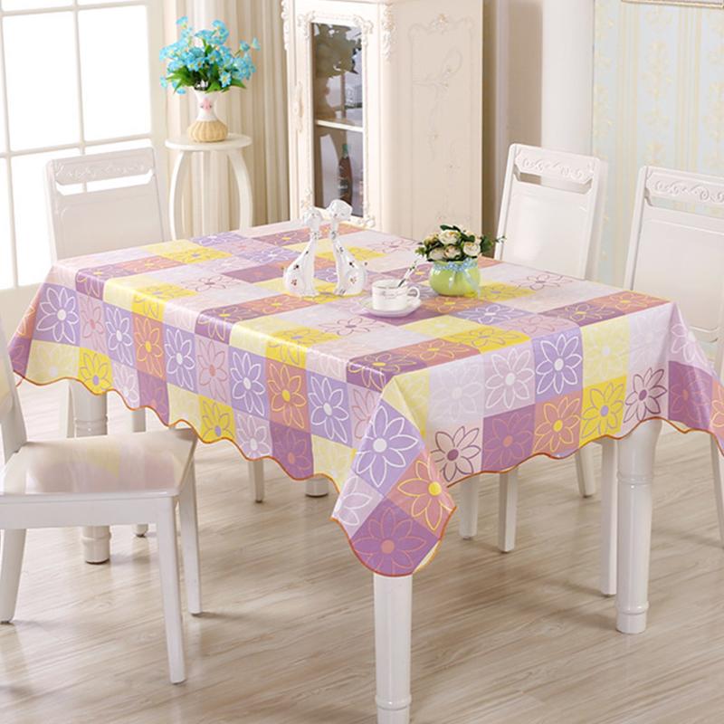 

PVC Plastic Tablecloth Nordic Style Round Tablecloth Pastoral Flowers Pattern Oil-proof Waterproof Kitchen Table Cloth 150cm