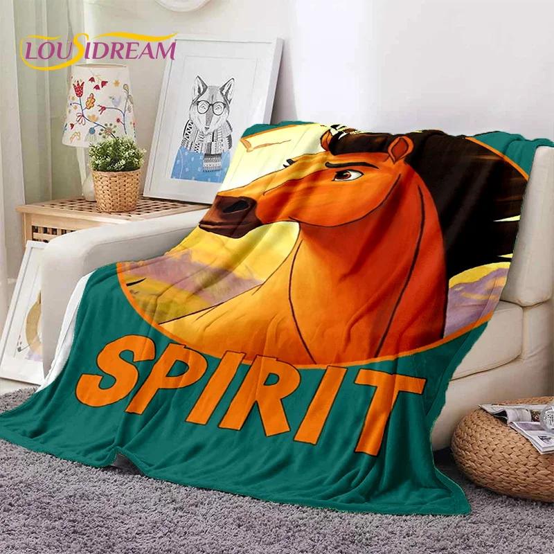 Spirit Riding Free Cavalli dei Cartoni Animati Coperte Morbide, Coperta Plaid Calda Comoda per Picnic Letti Divano Casa Camera da Letto Regalo Ragazza