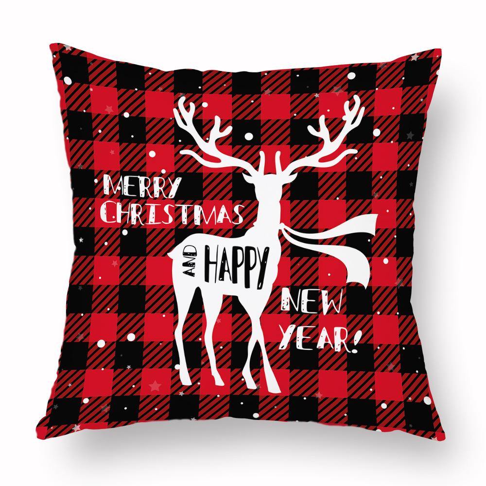 Christmas Hug Furniture Pillowcase Red Plaid Sofa Waist Support Pillow Home Home Decor Linen
