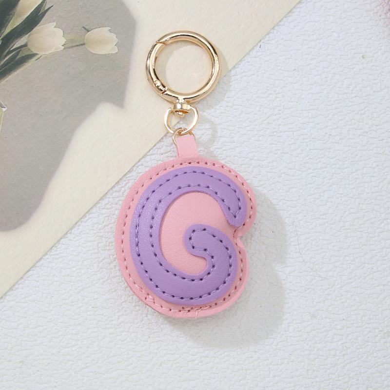 PU-Leder Bonbonfarbe A bis Z Initialen Schlüsselanhänger für Damen Einfach Mode Rucksack Telefonanhänger Autoschlüsselanhänger Schmuck Geschenke