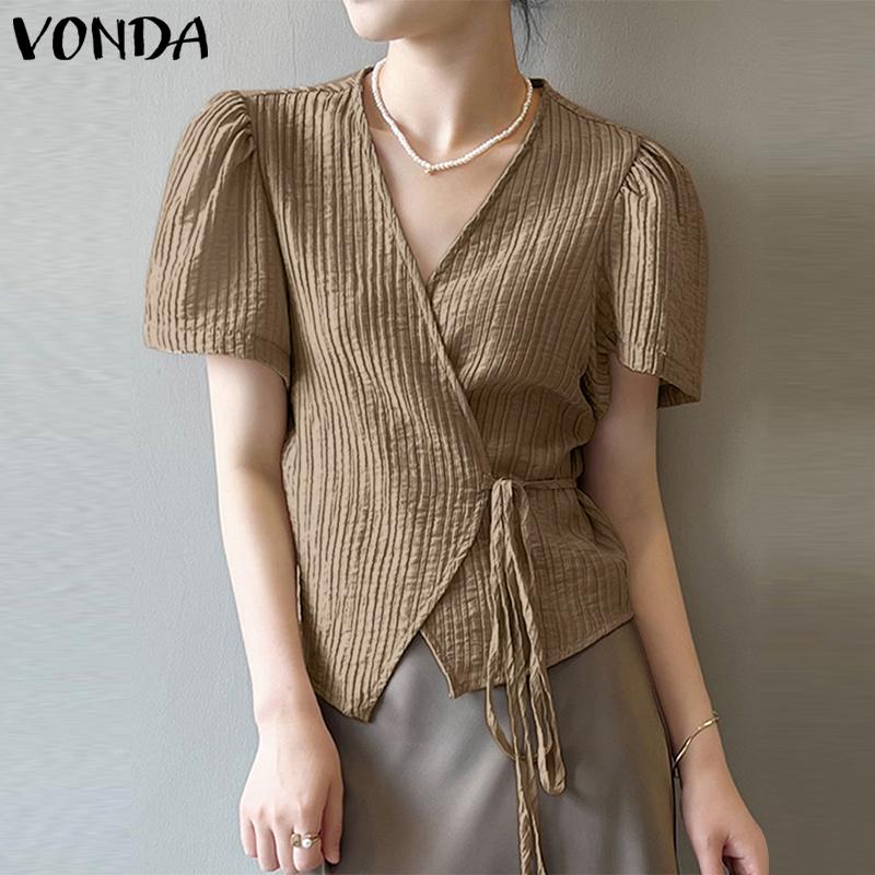 

Летняя женская футболка с v-образным вырезом и короткими рукавами VONDA