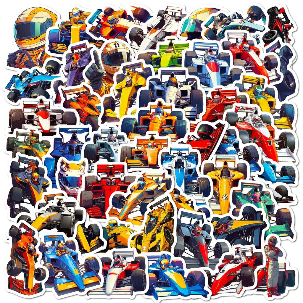 50 Pieces of Non-repeat Formula Racing Cool Cartoon Graffiti Stickers DIY Suitcase Water Cup Stickers