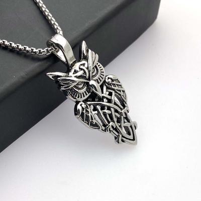 Stainless Steel Jewelry For Men And Women Vintage Owl Alloy Pendant Titanium Steel Necklace Sweater Chain