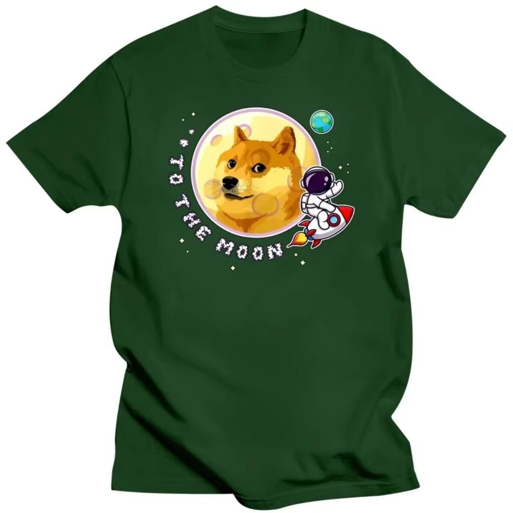 Bitcoin Cryptocurrency Art Dogecoin Rocket Crypto Meme T Shirt Graphic Summer Loose Cotton Men's Tees Harajuku O-Neck TShirt