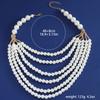 Multi Layer Imitation Pearl Necklace Sweater Chain Jewelry Accessory