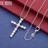 925 Sterling Silver Fashion Necklace With AAA Zircon Cross Pendant Jewelry