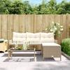 VidaXL Canapé de Jardin avec Table et Coussins en Forme de L, Siège de Patio, Meuble de Terrasse Balco Extérieur, Beige 365575