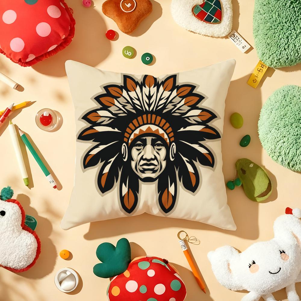 Indians Printed Cushion Cover Soft Short Plush DoubleSided Printing Home Decor Machine Washable Pillow Case Gift
