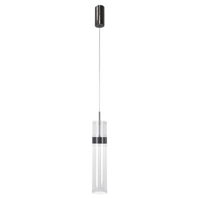 Lampa Wisząca Nowoczesna Ozdobna Przezroczysta Tuba Grafitowe Elementy Zmienna Barwa Led 6W Ambiente Light Prestige