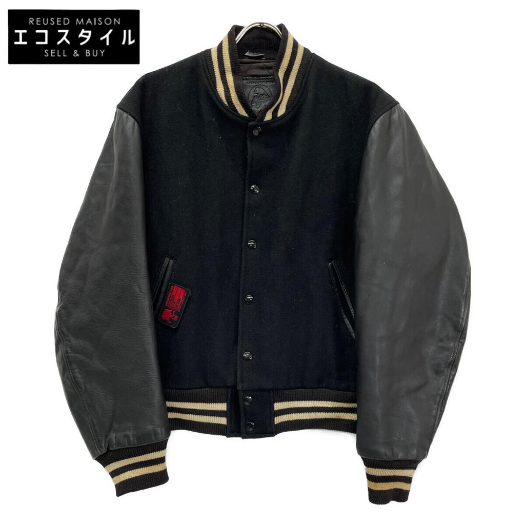 Golden Bear 80S USA Made Black Wool Quilted Stadium Jacket Jacket M blackUsed