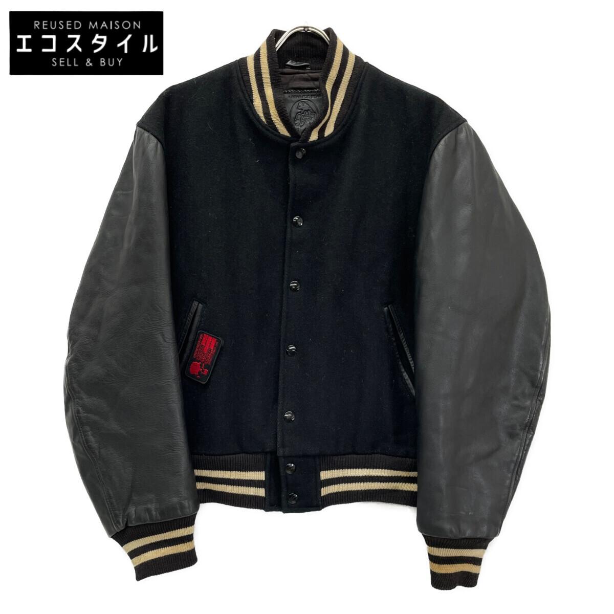 

Golden Bear 80S USA Made Black Wool Quilted Stadium Jacket Jacket M blackUsed