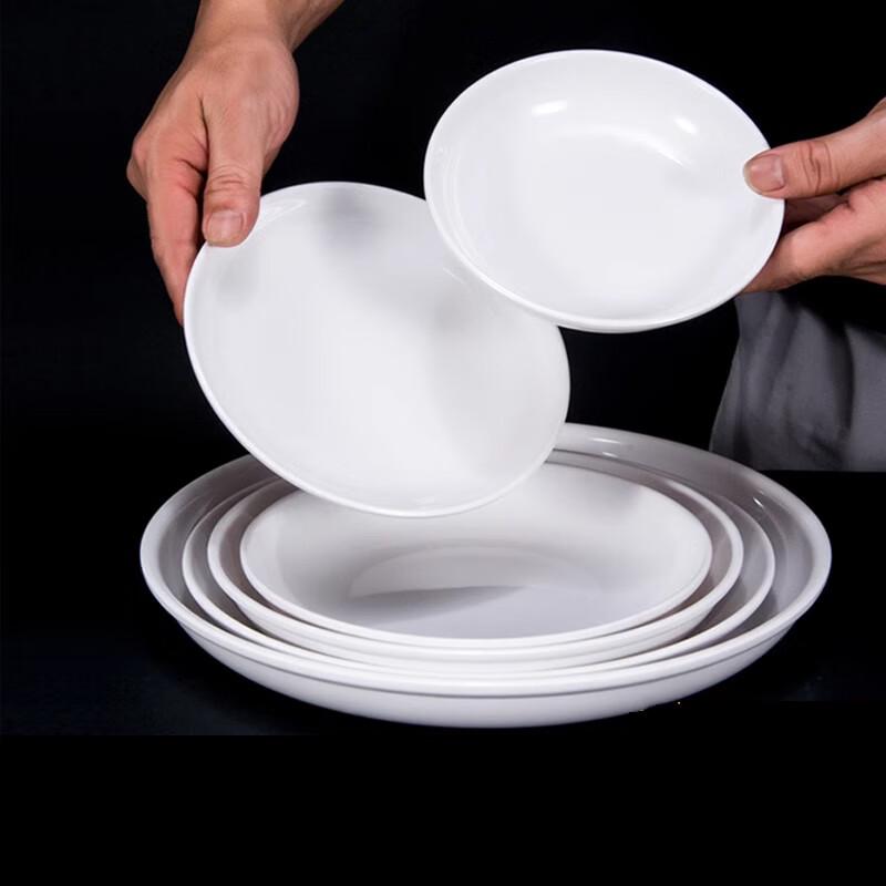 AVADEN 6-inch White Melamine Round Plates, 10-Pack