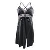 Seductive deep-V back, sexy strappy nightdress; spring/summer ice-silk lace lingerie; women’s loungewear