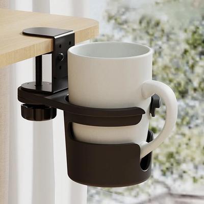 Schreibtisch Tassenhalter Klemme Verstellbarer Clip-on Kaffeebecher Getränkeflasche Aufbewahrungsregal 360° Drehbarer Verbesserter Arm für Schreibtisch Zuhause Büro