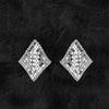 Gold-Plated Silver Zirconia Rhombus Tassel Stud Earrings - Elegant High-End Jewelry for Women