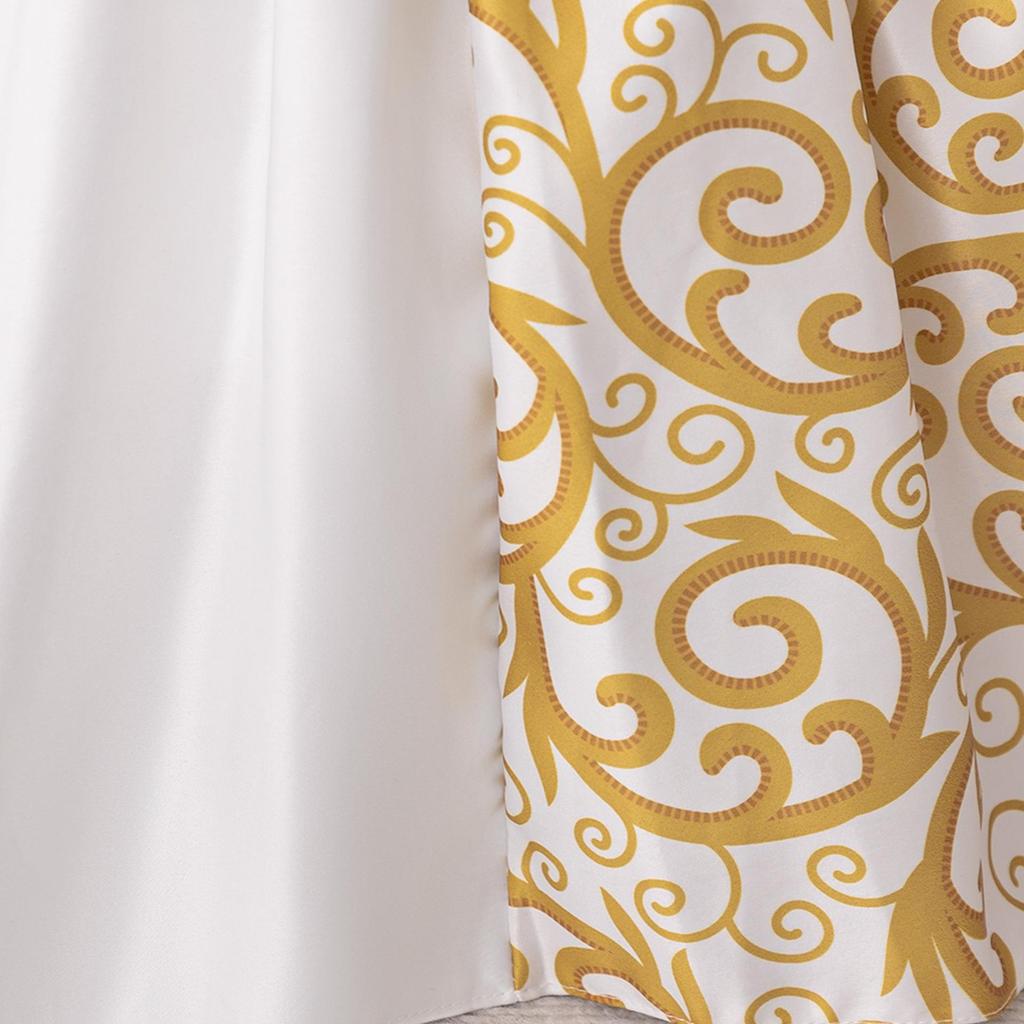 Middle Eastern Muslim Printed Toddler Princess Evening Dress with White Patchwork