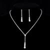 Luxury Geometric Rhinestone Tassel Necklace & Stud Earrings Set for Women
