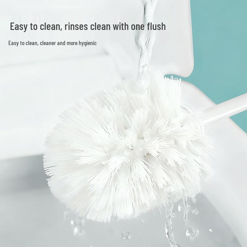 White Long Handle Toilet Brush with Base