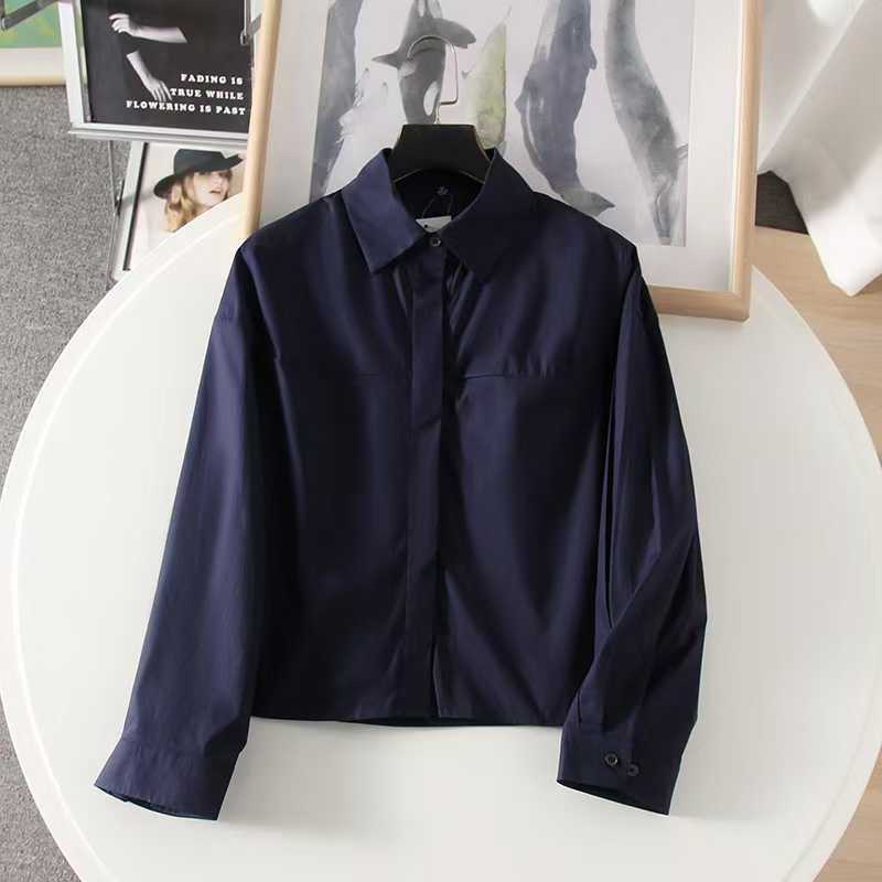 Japanese 1116 Spring New Women's Cotton Striped Short Shirt Long Sleeve Air Conditioning Shirt 179678 181181