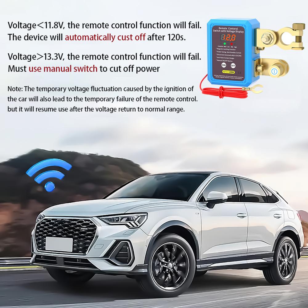 12V/24V 240A Wireless Dual Remote Battery Disconnect Relay Master Kill Cut-Off Switch for Auto Car Truck Boat Trailers RVs ATVs