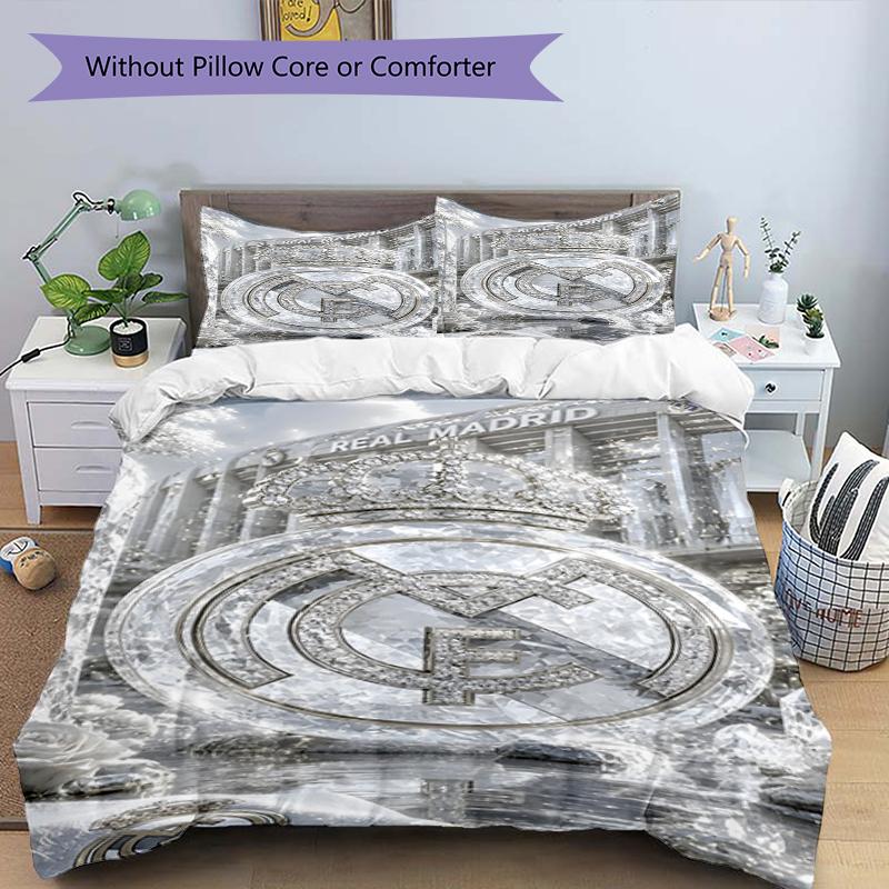 3pcs Duvet Cover Set (1*Duvet Cover + 2*Pillowcase, Without Core),Manchester City FC Print Bedding Set, Bedroom Decor, All‑Season, Birthday Gift
