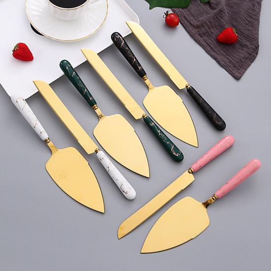 Butter Knife And Spatula Set with Ceramic Handle Stainless Steel Baking Turner for Butter Pizza Pastry Non-Stick Cake Cutter And Butter Spreader