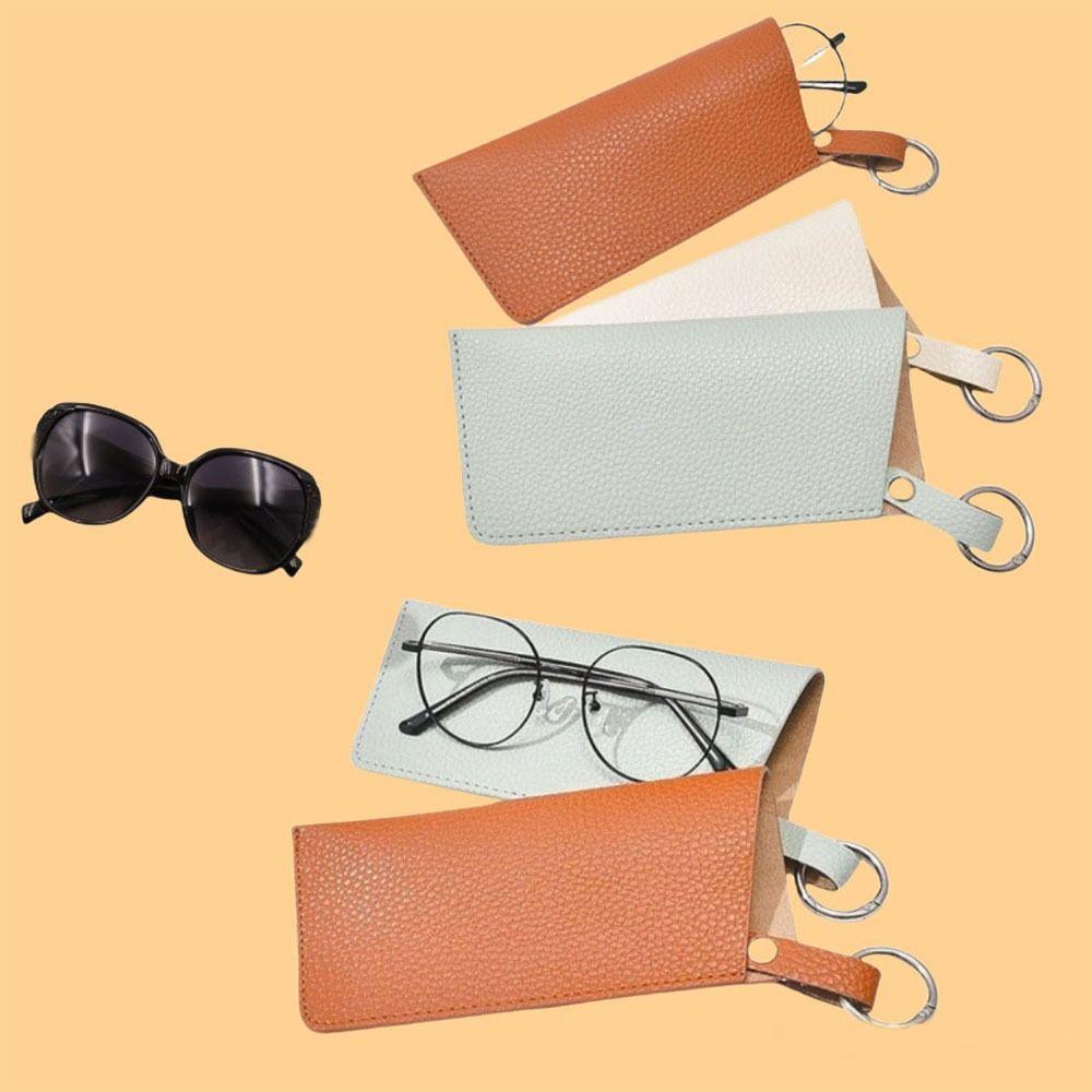Solid Color Sunglasses Storage Bag with Keyring Hanging Sunglasses  Eyewear Accessories