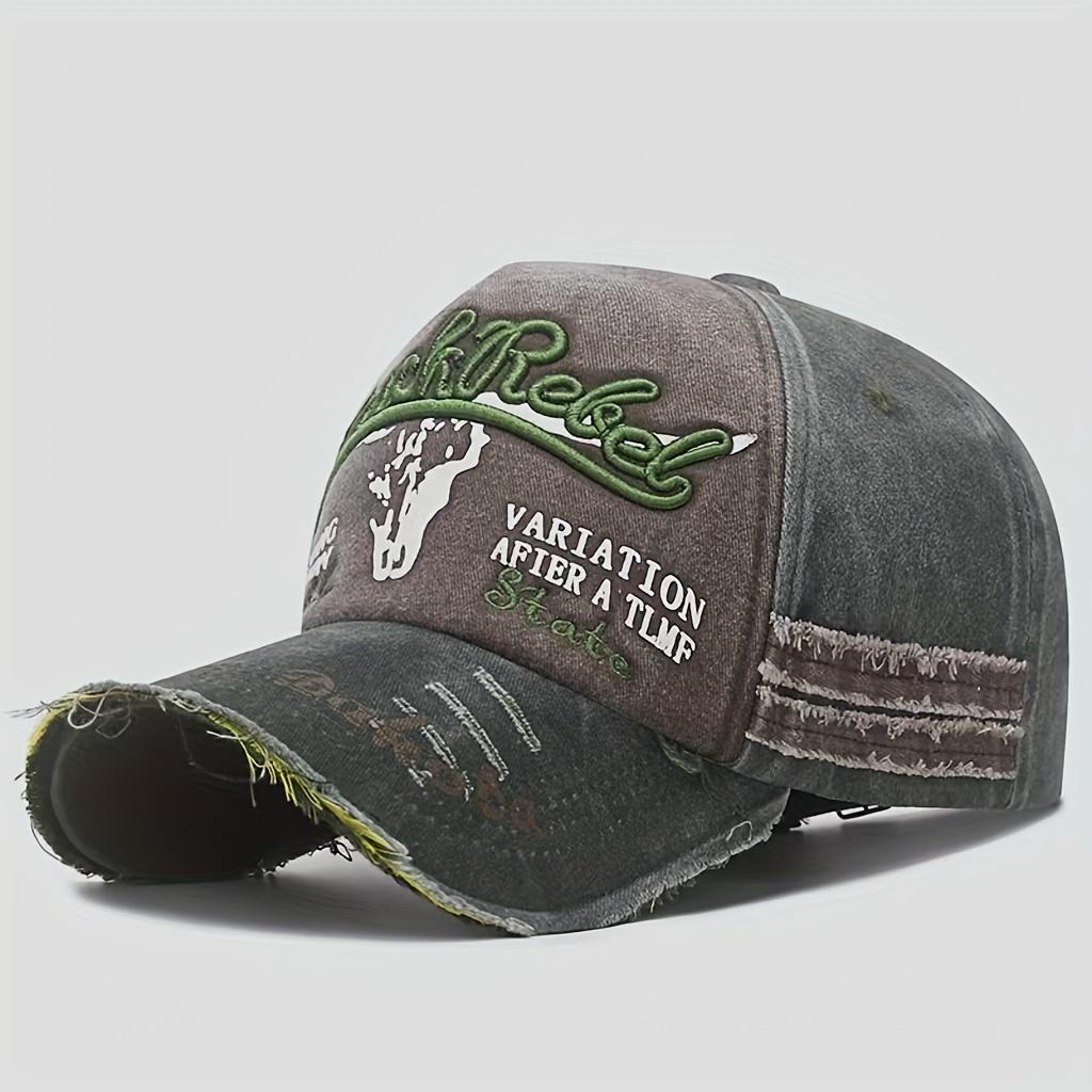 

1шт автентичної вінтажної джинсової бейсболки з витертої бавовни - класичний стиль для вантажівок, регульована спинка, облягання унісекс зелений