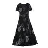 Spring/Summer 2024 V-Neck Floral Black Midi Dress - Plus Size Women's High-End Collection