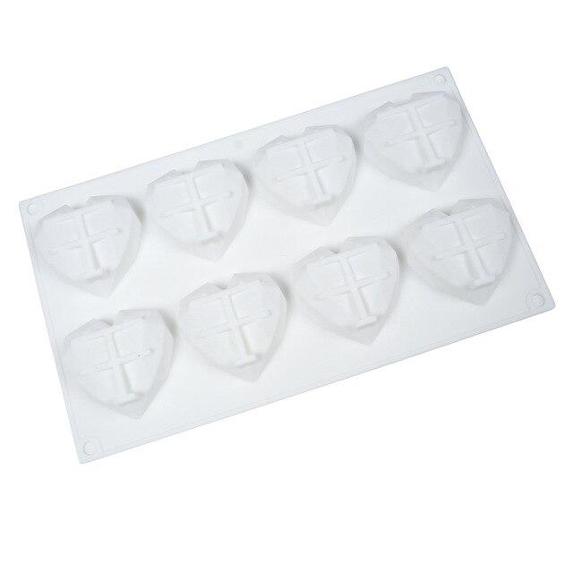 

1 шт., силиконовая форма для тортов, 8 полостей, сердце, алмаз, квадратная форма для шоколада, форма для торта, форма для помадки, десертов, инструменты для украшения торта