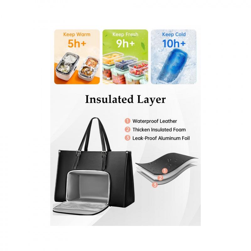 Trendy Large Capacity Insulated Handbag for Laptop & Lunch