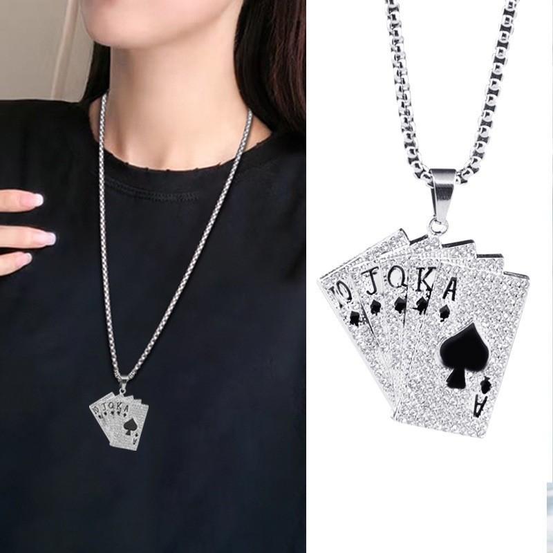 New European and American Jewelry Diamond Set Flush Poker Pendant