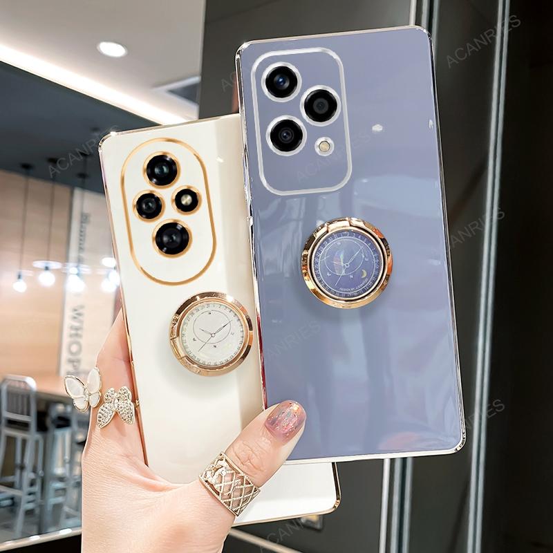 Honor200 200lite Luksus Plating Ringholder Stativ Etui For Huawei Honor 200 Lite 100 Pro 5g Myk Silikon Bakdeksel Funda Coque