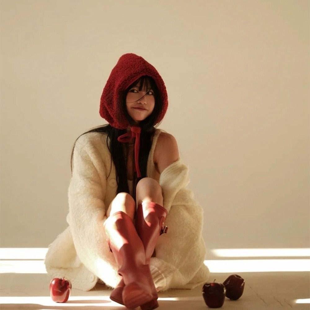 Solid Color New Year Red Hat Fluffy Ear Protection Hat Cute Winter Plush Hat  Autumn