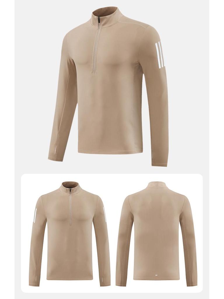 Men's Quick-Dry Long Sleeve Half-Zip Stand Collar Running T-Shirt - Breathable Autumn/Winter Base Layer