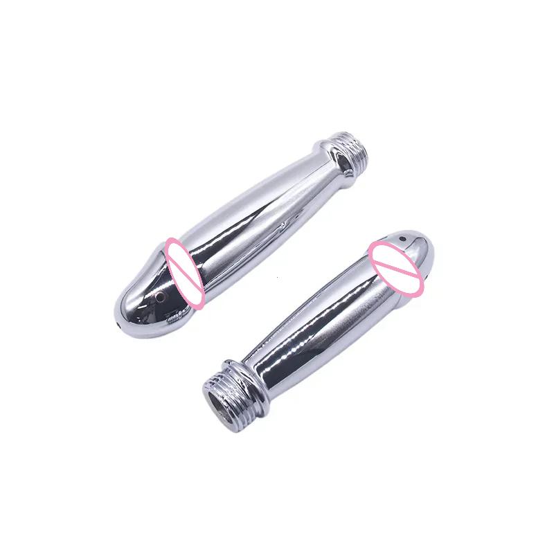 Metal Steel Douche Enema Syringe Anal Shower Head Beads Anal Cleaning Kit Butt Plug Attachment Nozzle Tip Gay Sex Toy Man Woman