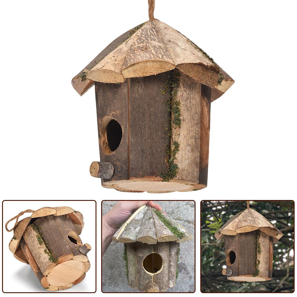 Outdoor Wooden Birdhouse Rustic Garden Decor Spacious Size Easy To Hang