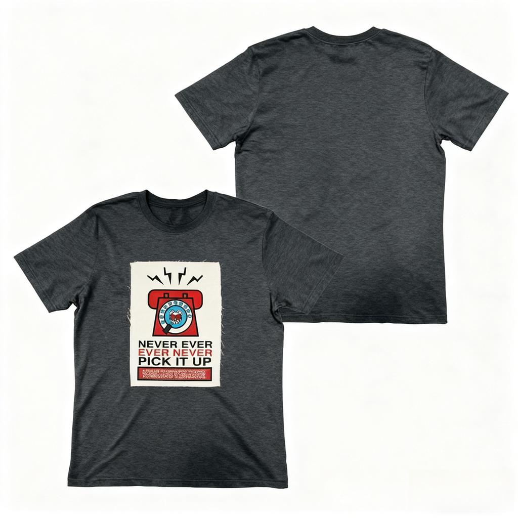Never Pick It Up Meme Phone TShirt Retro Design with Humorous Warning Text for Meme Enthusiasts and Subculture Humor Fans